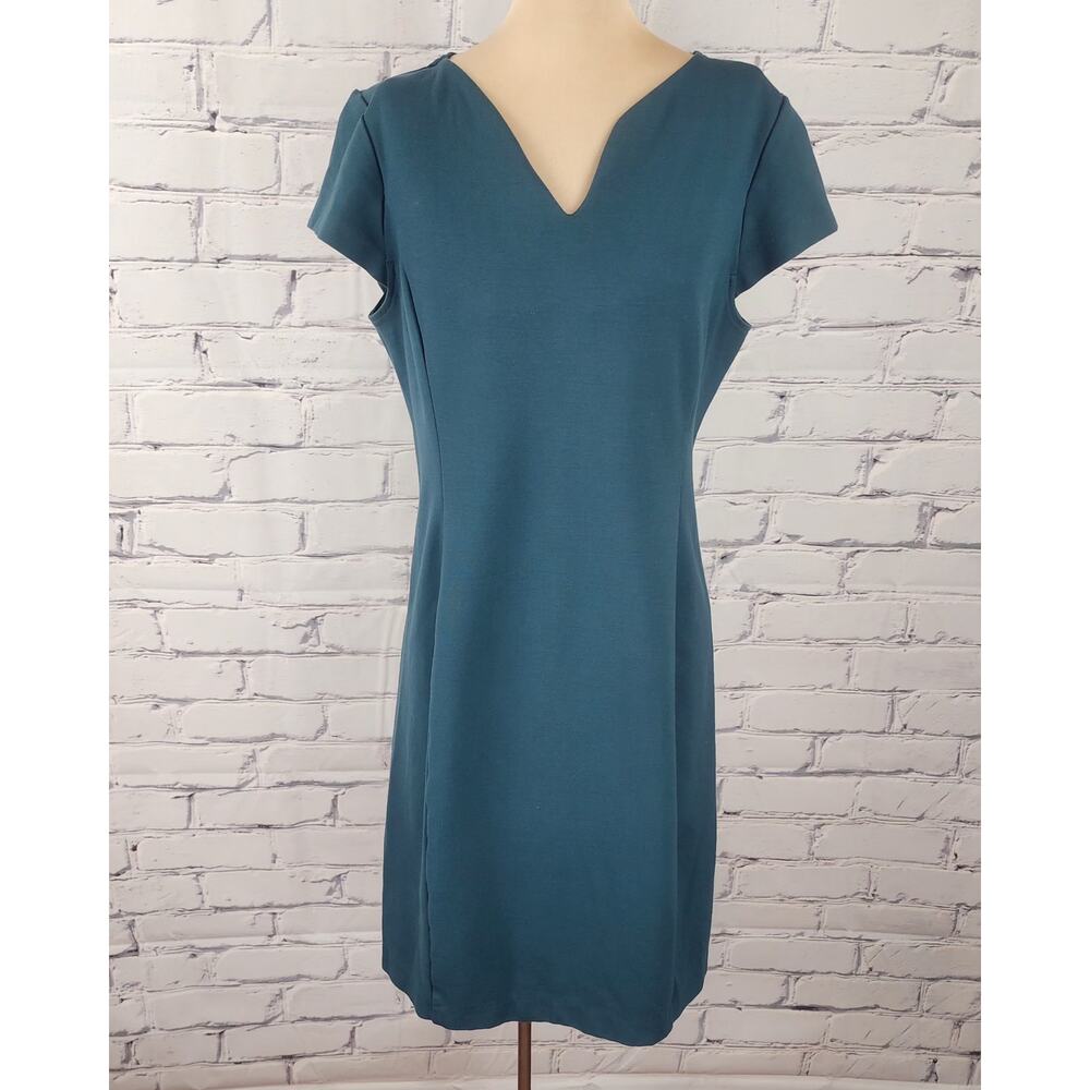 Ann Taylor Dress Notched Ponte Knit Emerald Sea Womens 8 Corpcore office